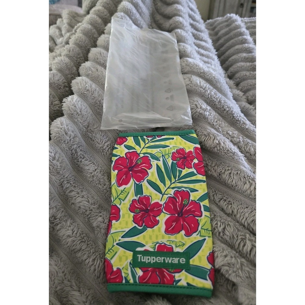 Tupperware Award Tropical Glamour Water Bottle Insulated Sleeve Koozie NEWinBAG